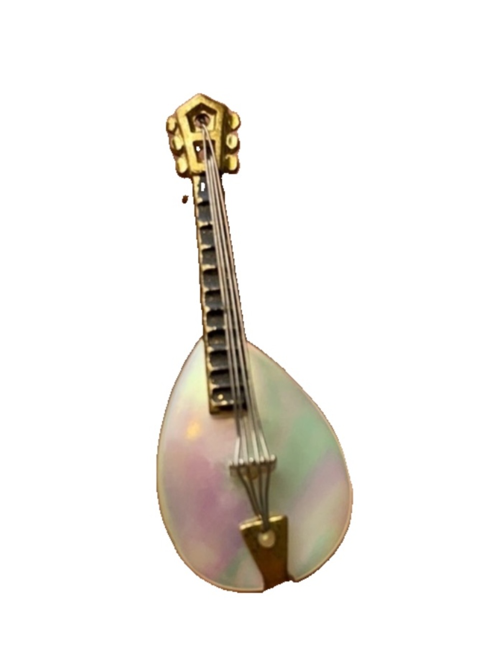 Vintage Pin Mother of Pearl Mandolin Brooch